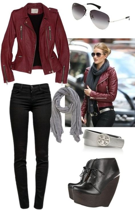 Time to get a maroon jacket: Red Leather Jacket Outfit, Maroon Leather Jacket, Burgundy Leather Jacket, Look Legging, Burgundy Jacket, Nail Fashion, Leather Jacket Outfits, Nails Nail, Looks Style