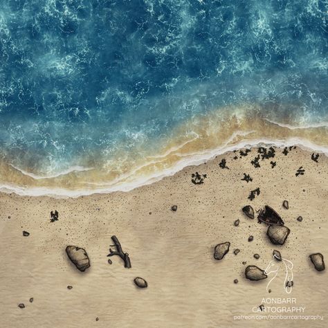 A phased battle map of a beach that serves as the hiding place for some buried treasure, with a firepit variant.

#beach #sea #ocean #treasure #phased #water #dnd #ttrpg #dnd5e #5e #pathfinder #rpg #map #battlemap #fantasymap #dndmap #rpgmap #ttrpgmap #foundry #foundryvtt #dungeondraft #aonbarrcartography The Hiding Place, Sea Map, Dnd World Map, Sea Battle, Battle Map, Fantasy Town, Pathfinder Rpg, Rpg Map, Buried Treasure