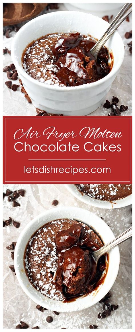 Ramekin Recipe, Air Fryer Recipes Dessert, Molten Cake, Recipe For Two, Molten Chocolate Lava Cake, Lava Cake Recipes, Decadent Chocolate Desserts, Eggless Desserts, Molten Lava Cakes