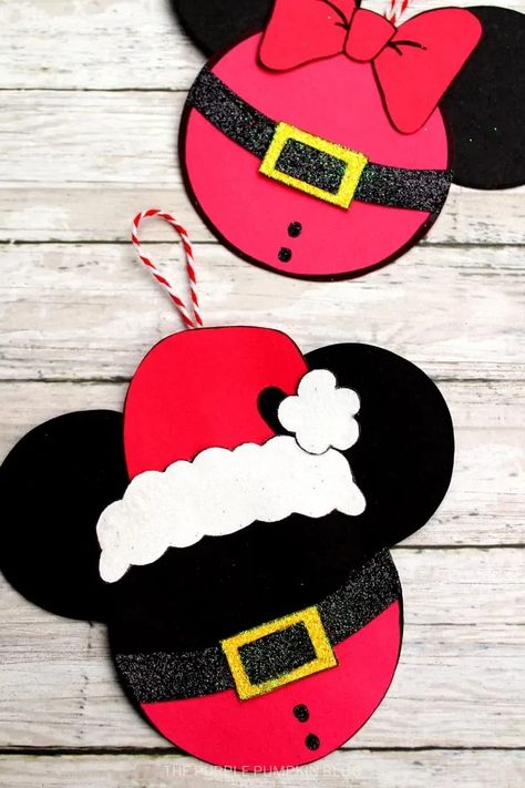 Disney Christmas Crafts, Mickey Mouse Christmas Ornament, Minnie Ornaments, Mickey Mouse Crafts, Disney Craft, Mickey Mouse Ornaments, Santa Mickey, Disney Christmas Decorations, Minnie Mouse Christmas