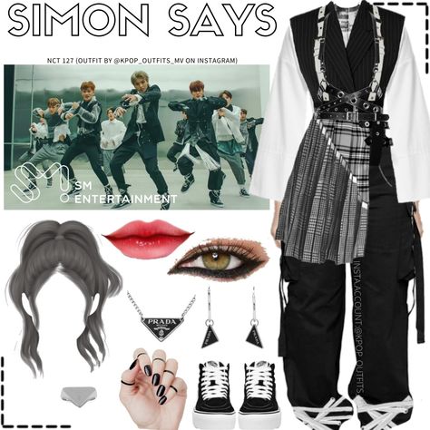 Nct 127 Outfits Inspired, Nct Simon Says, Nct Inspired Outfits, Nct Outfits Inspiration, Nct Outfits, Kpop Concert Outfit, Idol Outfit, Kpop Concert, Performance Outfits