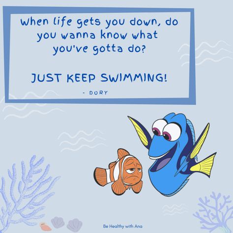 Dory Keep Swimming, Just Keep Swimming Quote, Just Keep Swimming Dory, Just Keep Swimming, Dory Quotes, Dory Just Keep Swimming, Vision Board Poster, Life Quotes Disney, Dory Fish