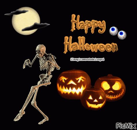 Happy Halloween Sneaking GIF - HappyHalloween Sneaking Skeleton - Discover & Share GIFs Happy Halloween Gif, Halloween Live Wallpaper, Happy Halloween Pictures, Photo Halloween, Halloween Wallpaper Cute, Cute Happy Birthday, Halloween Gif, Halloween Greetings, Beautiful Greeting Cards