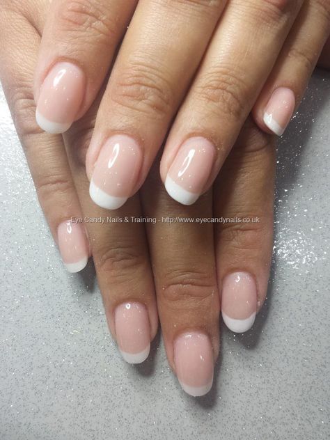 Pink and white acrylic french overlays Natural Pink French Tip Nails, Angel Paper Nails, Builder In A Bottle, Wedding Day Nails, Acrylic French, Candy Nails, Gel Nail Extensions, Builder Gel, Long Lasting Nails