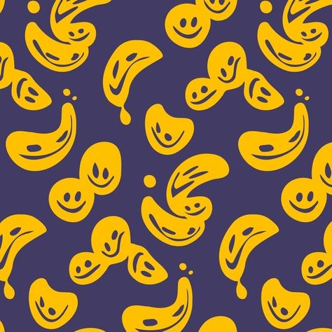 Yellow wavy distorted emoticon pattern t... | Premium Vector #Freepik #vector #pattern #template #face #color Patterns Wallpaper, Pattern Template, Vector Pattern, Premium Vector, Smiley, Yellow, Pattern