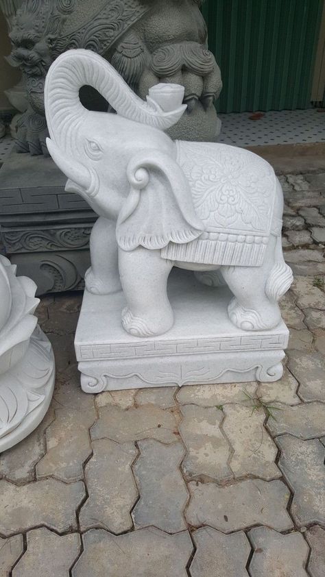 Marble Views Makrana Elephant Stone Sculpture, Marble Elephant Statues, Elephant Statue Decor, Marble Elephant, Ceramics Glazing, Carved Wall Art, Elephant Home Decor, God Photos, Stone Sculptures