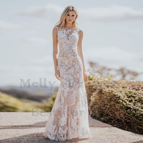 Exquisite Mermaid Wedding Dresses with Lace Sleeveless Champagne Bridal Gowns for Women 2024 Summer Mermaid Wedding, Mermaid Wedding Dress, Wedding Events, Bridal Gowns, Lace Dress, Wedding Dresses Lace, Champagne, Mermaid, Wedding Dresses