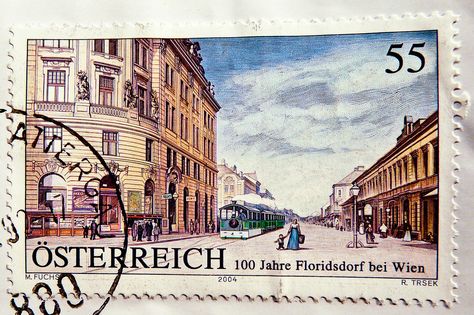 great stamp Austria 55c Vienna Floridsdorf Wien oldtown Altstadt stamp austria postage € 0.55 Postage Stamp Art, Post Stamp, Stamp Art, Postal Stamps, Vintage Printables, Mail Art, Stamp Collecting, A Letter, Postage Stamps