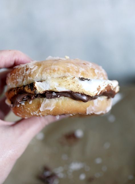 S'mores Donuts - The Merrythought Marshmallow Recipe Ideas, Smores Donut, Summer Sleepover, Marshmallow Recipe, Easy Donut Recipe, Easy Donuts, Chocolate Glazed Donuts, Savory Treats, National Donut Day