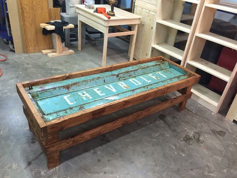 Tailgate Coffee Table, Ag Mechanics Projects Ideas, Tailgate Diy, Tailgate Benches, Ffa Projects, Diy Window Frame, Ag Mechanics, Diy Welding Projects, Welding Projects Ideas