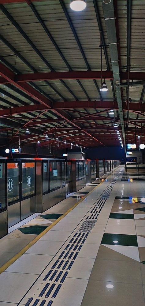 Orange Line metro train platform/Station in Lahore Pakistan Orange Train Lahore, Mcdonald's Aesthetic, Image Aesthetic, Metro Train, Aesthetic Image, Environment Reference, Train Platform, Train Video, 3d Environment