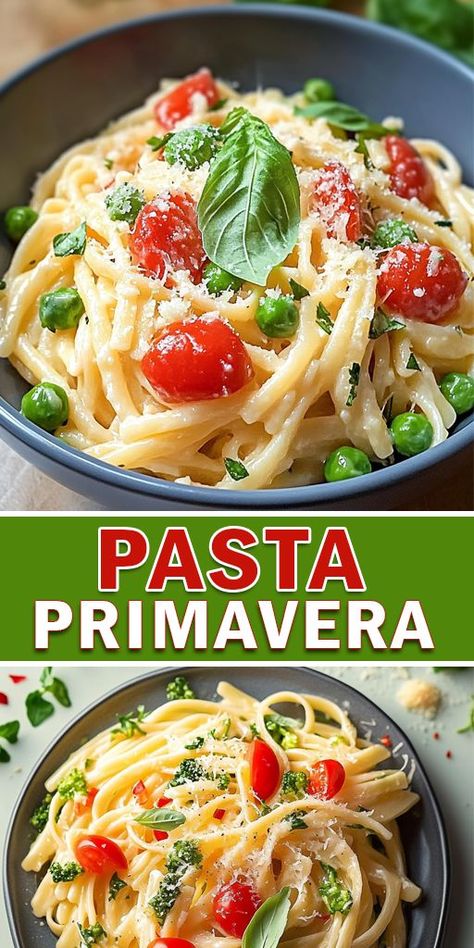 🍝 Pasta Primavera is the perfect balance of simple, delicious, and nutritious cooking! This easy-to-make dish is loaded with vibrant, fresh vegetables like zucchini, bell peppers, and cherry tomatoes and tossed with a light, flavorful sauce. 🌿 👉 Try this easy recipe today and enjoy a healthy, flavorful meal that’s sure to impress your family and friends. Save this Pin for later and share it with your loved ones! 💖 #PastaPrimavera #HealthyRecipes #EasyDinnerIdeas #VegetarianMeals Spaghetti With Vegetables Recipes, Pasta Zucchini Tomato, Pasta With Vegetable Sauce, Vegetable Pasta Dishes, Pasta Dishes With Vegetables, Tomato Medley Recipes, Creamy Pasta Primavera Recipes, Pasta Primavera Recipes Healthy, Pasta And Vegetable Recipes