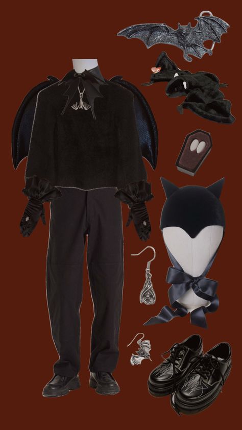 Vampire Costume Ideas For Men, Vampire And Bat Costume, Bat Costume Men, Vampire Aesthetic Costume Man, Vampire Costume Aesthetic Men, Vampire Man Outfit, Vampire Halloween Costume Men, Vampire Inspired Outfits Men, Bat Costume Aesthetic