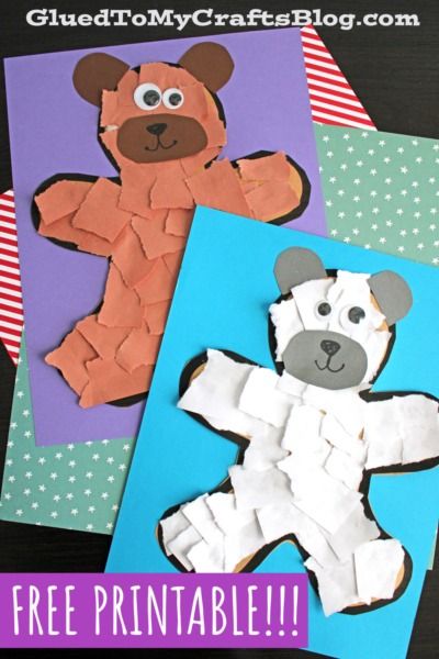 Torn Paper Bear Craft Idea For Kids - Glued To My Crafts Paper Bear Craft, Bear Activities Preschool, Bear Theme Preschool, Bear Crafts Preschool, Brown Bear Brown Bear Activities, Bears Preschool, Nursery Rhyme Crafts, Paper Bear, Teddy Bear Crafts