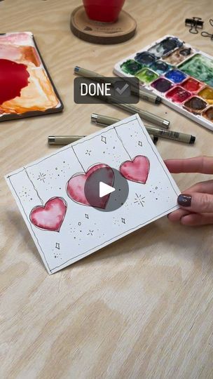 Ink Watercolor, Special Cards, My Valentine, Get Creative, Watercolor Artist, Simple Cards, Painting Techniques, Valentines Cards, Colored Pencils