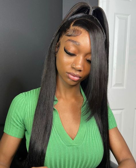 Half Yo Half Down Hairstyles, 4c Hair Care, Frontal Wig Hairstyles, Braids Hairstyles Pictures, Hair Laid, 4c Hairstyles, Baddie Hairstyles, Hairstyles Ideas, Straight Wig