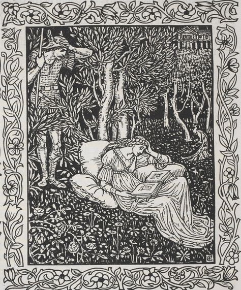 'The Story of the Glittering Plain: Which Has Been Also Called the Land of Living Men or the Acre of the Undying' is a medieval tale of knightly adventure written by the Victorian polymath William Morris. The book was the first publication of Morris's Kelmscott Press. In addition to the typography, which Morris based on fonts by great 15th-century German printers, the book features his rich ornamental designs. Kelmscott revolutionised printing turning book publishing into high art. Raphaelite Art, Kelmscott Press, Pre Raphaelites, Pre Raphaelite Art, Edward Burne Jones, Walter Crane, William Morris Art, William Morris Designs, English Art