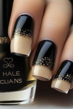 nail art Tan Nail Designs, Copper Nails Designs, Black And Nude Nails, Champagne Nails, Tan Nails, Black French Nails, Nail Pink, Popular Nail Colors, Nails Collection