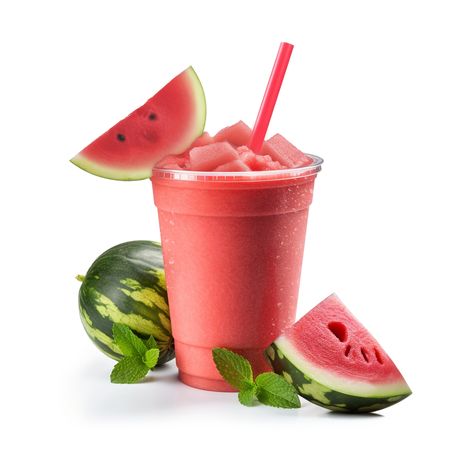 Picture of watermelon smoothie decorate with fruits in white background. Watermelon Pictures, Melon Smoothie, Watermelon Smoothie, Orange Smoothie, Sweet Dishes Recipes, Watermelon Juice, Living Food, Orange Juice, Coffee Drinks