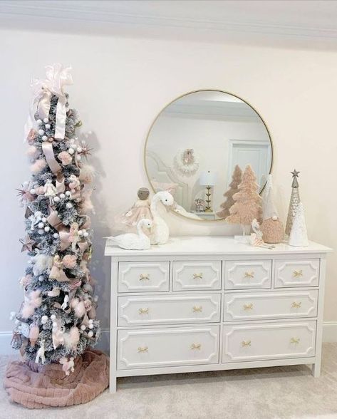 Ikea Hemnes Dresser Styling, Ikea Hemnes Overlays, Hemmed Dresser Nursery, Diy Hemnes Dresser, Ikea Nursery Dresser, Hemnes Bedroom Ideas, Ikea Hemnes Dresser Hack, White Christmas Bedroom, Ikea Pieces