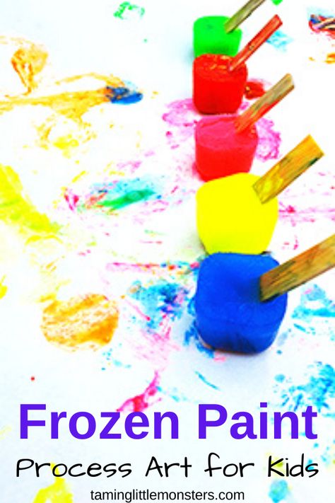 Easy Process Art, Frozen Paint, At Home Crafts For Kids, Process Art For Kids, Process Art Preschool, Summer Activity For Kids, Frozen Painting, Ice Painting, Frozen Art