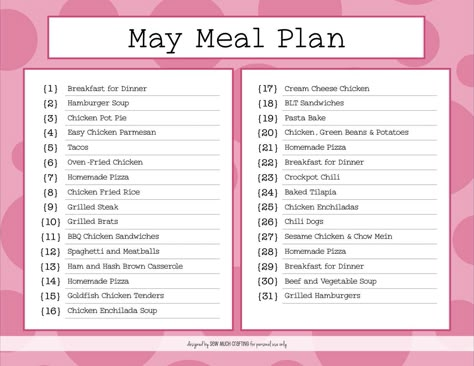 May Meal Plan, Monthly Meal Planning Printable Free, July Meal Plan, Monthly Recipes Menu Planning, February Meal Plan Dinners, Monthly Meal Plan, Meals For A Month Menu Planning, Monthly Meal Plan With Recipes, Monthly Food Planner Meal Planning