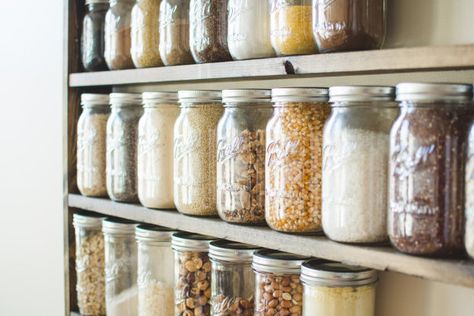 Mason Jar Pantry Shelf Organizer Kitchen Storage by ProlificPlanet Mason Jar Pantry, Jar Pantry, Pantry Shelf Organizer, Mason Jar Shelf, Canning Jar Storage, Vegetable Pulao, Mason Jar Storage, Kitchen Hack, Storage Pantry