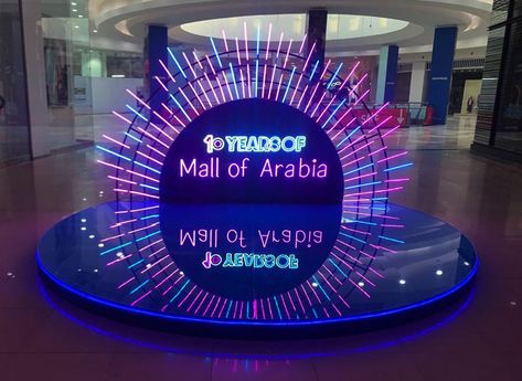 Mall of Arabia 10th Anniversary on Behance Photo Booth Ideas Events, Mall Event, Work Event Ideas, Beer Display, Creative Booths, Street Decoration, Stage Lighting Design, Event Photo Booth, Mural Art Design