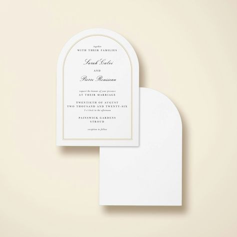 Customizable Elegant Double Border Arched Wedding Invitation designed by Papier. This flat invitation, information and RSVP cards are printed on white Mohawk paper with a matt, eggshell finish. The invitation measures 5" x 7" and can be fully customized. Wedding Invitation Elegant, Invitation Elegant, Elegant Wedding Invitations, The Invitation, Rsvp Card, Invitation Design, Wedding Invitation, Wedding Invitations, White