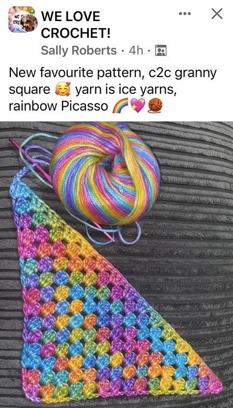 Rainbow C2c Crochet Blanket, Caron Cloud Cake Crochet Patterns, Caron Cloud Cakes Patterns, Crochet Multicolor Yarn, Corner To Corner Crochet Pattern Free, Crochet Patriots, Cloud Cakes, Multicolor Yarn, Knitting Quilt