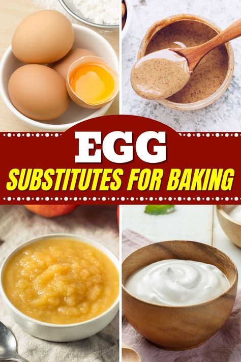 You have to try these easy egg substitutes for baking! From fruit purees and oil to tofu and buttermilk, these egg alternatives are fantastic. Egg Baking Substitute, Egg Substitutes In Baking, Substitute Eggs In Baking, Vegan Egg Wash Substitute, Vegan Egg Substitute For Baking, Egg Substitutes, Egg Alternatives, Egg Substitute In Baking, Egg Substitute