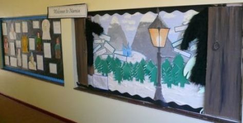 Narnia Display, 5th Grade Classroom Themes, Persuasive Writing Ideas, Reading Corner Display, Narnia Classroom, Primary School Displays, Lion Witch And The Wardrobe, Narnia Art, Reading Bulletin Board