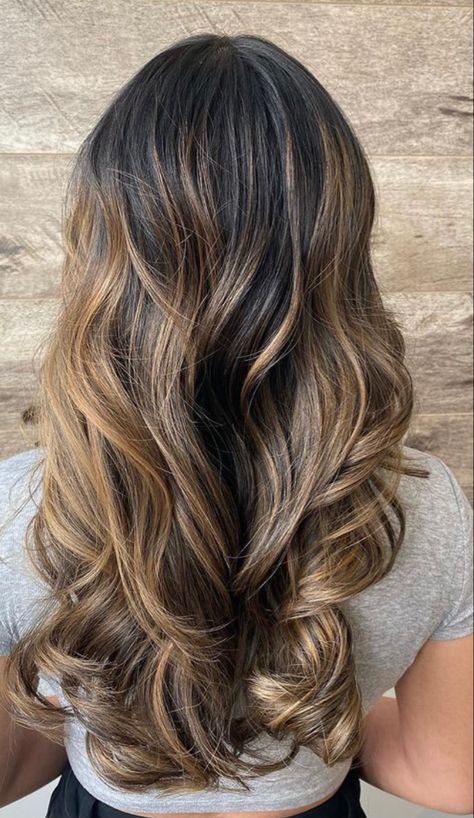 Black Hair Balayage Tan Skin, Full Head Balayage On Black Hair, Golden Blonde Balayage On Black Hair, Bayalage Blonde On Black Hair, Black Hair Balayage Layered, Blonde Balayage On Black Hair Indian, Balayage For Black Hair Indian, Full Balayage Black Hair, Black Blonde Balayage