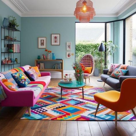 Room Decor Ideas Aesthetic, Aesthetics Room Decor, Funky Living Rooms, Room Decoration Aesthetic, Colourful Living Room Decor, Room Decor Aesthetic, Bedroom Decor Inspiration, Ideas Room, Funky Decor