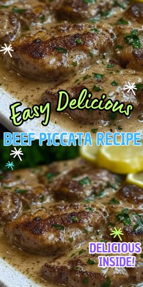 Easy Delicious Beef Piccata Beef Piccata Recipe, Beef Cutlet Recipes, Flank Steak Rolls, Steak Rolls, Healthy Cooking Oils, Lemon Caper Sauce, Piccata Recipe, Caper Sauce, Beef Sirloin