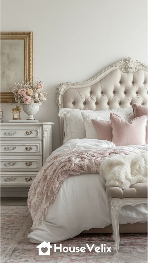 Parisian Elegance Updated Loveshackfancy Bedroom, Paris Inspired Bedroom, Bedroom Ideas For Women, Parisian Elegance, Luxe Bedroom, Paris Inspired, Inspired Bedroom, Woman Bedroom, Ornate Furniture