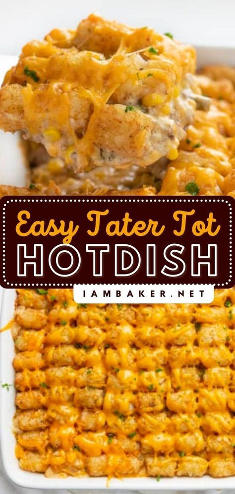 Veggies Soup, Quick And Easy Comfort Food, Soup Cheese, Tater Tot Hotdish, Easy Tater Tots, Tater Tot Recipes, Hotdish Recipes, Tater Tot Casserole Recipes, Tater Tots