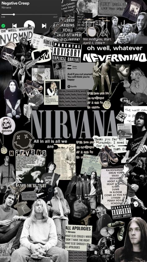 nirvana Aesthetic Wallpaper Nirvana, Pictures To Print Out, Nirvana Lockscreen, Nirvana Background, Rock Band Collage, Kurt Cobain Wallpaper, Nirvana Aesthetic, Nirvana Members, Nirvana Wallpaper