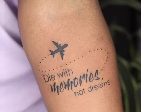 Die With Memories Tattoo, Tattoos About Dreams, Die With Memories Not Dreams Tattoo, Memories Tattoo, Dreams Tattoo, Die With Memories Not Dreams, Memorial Tattoos, Dream Tattoos, Back Tattoo