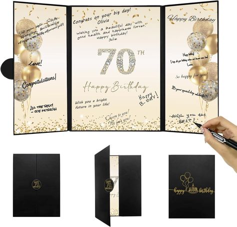 Amazon.com: DARUNAXY Black Gold 70th Birthday Party Decorations, Happy 70th Birthday Alternative Signature Guest Book for Men Women Cheers to 70 Years Old Gifts 70 Birthday Signing Card Board Party Supplies : Home & Kitchen 70th Birthday Party Decorations, Cheers To 70 Years, Gold 21st Birthday, 70th Birthday Parties Decorations, 21 Birthday Party Decorations, Happy 70th Birthday, 60th Birthday Party Decorations, 70 Birthday, 70th Birthday Party