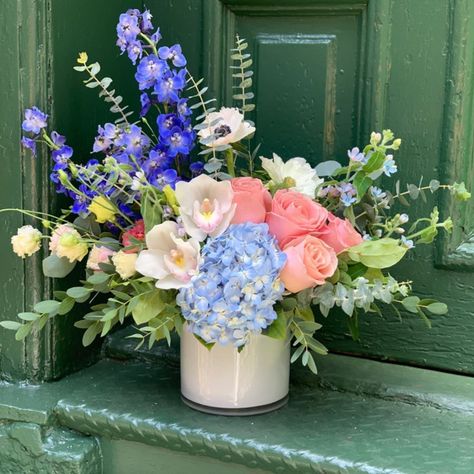 Julia Testa • NYC Florist on Instagram: “New Product Alert 🚨 Named “Olivia Rose” 💐💐💐 $125” Flowers Interior Design, Light Blue Hydrangea, Nyc Florist, Blue Delphinium, Peonies And Hydrangeas, Olivia Rose, Roses White, Church Flowers, Floral Photography