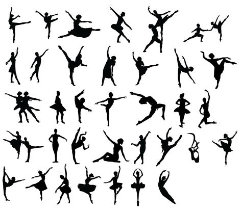 Dancer Tattoo, Ballet Silhouette, Dance Crafts, Princess Silhouette, Ballet Poses, Silhouette Portrait, Silhouette Cameo Projects, Flash Art, Dance Art