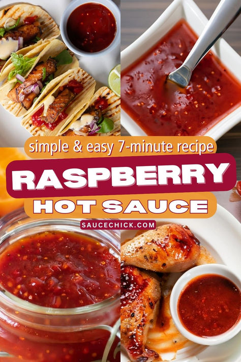 Raspberry Hot Sauce Recipe Hot Raspberry Sauce, Fruity Hot Sauce Recipe, Sweet Hot Sauce Recipe, Cherry Bomb Pepper, Condiments Recipes, Hot Sauce Recipe, Hot Chili Sauce, Hot Sauce Recipes, Gluten Free Chili