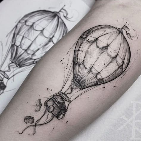 Tattoo Hot Air Balloon Tattoo, Air Balloon Tattoo, Inner Arm Tattoos, Balloon Tattoo, Rose Tattoos For Men, Tattoo Trend, Shoulder Arm Tattoos, Inspiration Tattoos, Arm Tattoos For Women