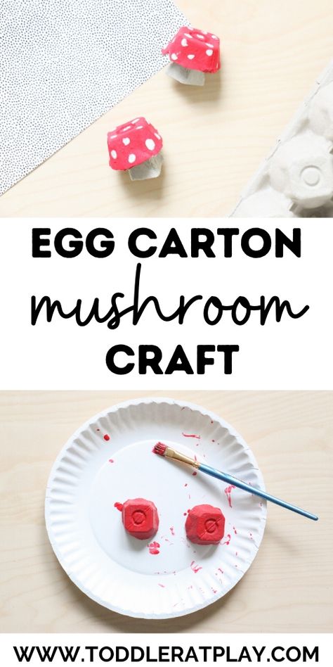 This Egg Carton Mushroom Craft is a super simple to prep, toddler-approved craft that is both fun and easy!  #eggcartoncrafts #recycledcrafts #mushroomcraft Mushroom Unit Study, Mushroom Preschool Activities, Mushroom Kids Craft, Mushroom Activities For Kids, Mushroom Crafts For Kids, Craft Toddler, Mushroom Theme, Homeschooling Activities, Nature Camp