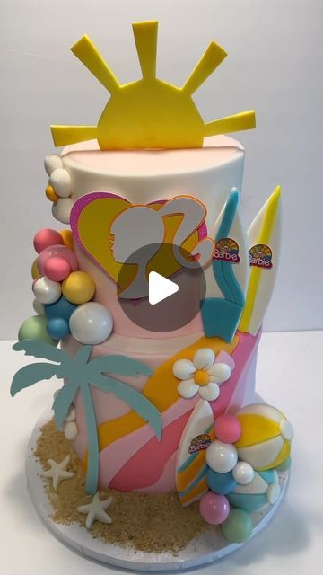 By Silvia  Duque on Instagram: "Barbie Malibu Cake! 

#barbiemalibu #barbiemalibucake #fondantlovers #orlandocake #wintergardencakes" Malibu Barbie Cake, Malibu Cake, Barbie Themed Birthday Cake, Barbie Pool, Barbie Pool Party, Barbie Malibu, 2023 Barbie, Garden Cakes, Barbie Theme