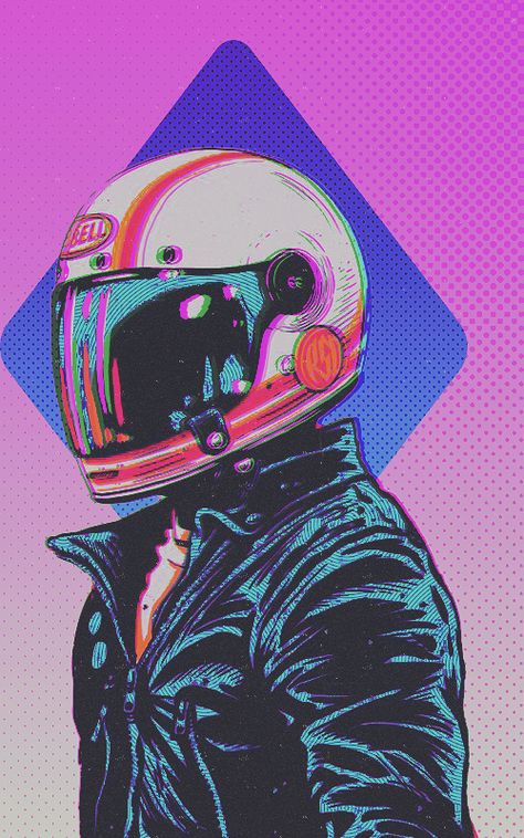 Synthwave Character Design, Vaporwave Motorcycle, Retrowave Pfp, Vaporwave Character, Vaporwave Pfp, Synthwave Pfp, Ambiguous Art, Miami Hotline, Oc Wallpaper