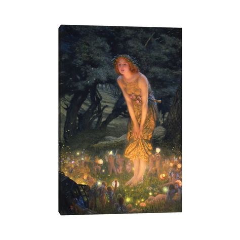 Midsummer Eve, Edward Robert Hughes, Robert Hughes, Midsummer's Eve, Fairy Wall Art, Fairy Paintings, Iron Wall Art, Art Paint, Wall Art Painting