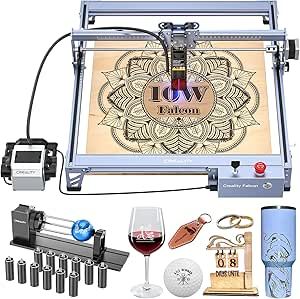 Creality 10W Laser Engraver, Falcon Pro with 3-in-1 laser for wood engraving, 72W Efficient Laser Engraving Machine Fit, for Wood, Metal, Paper, Acrylic, Leather, Glass Tumbler Ring, 17" x 16" Stem Challenges, Laser Engraving Machine, Engraving Machine, Wood Engraving, Stem Activities, Glass Tumbler, Amazon Art, Wood Metal, Sewing Stores