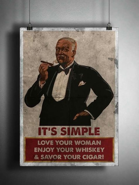 Man cave sign for cigar smokers Mens Shirts Fashion, 5 O Clock Somewhere, Bad People, Art Of Manliness, Men Stuff, Cuban Cigars, Good Cigars, Pipes And Cigars, 5 O Clock